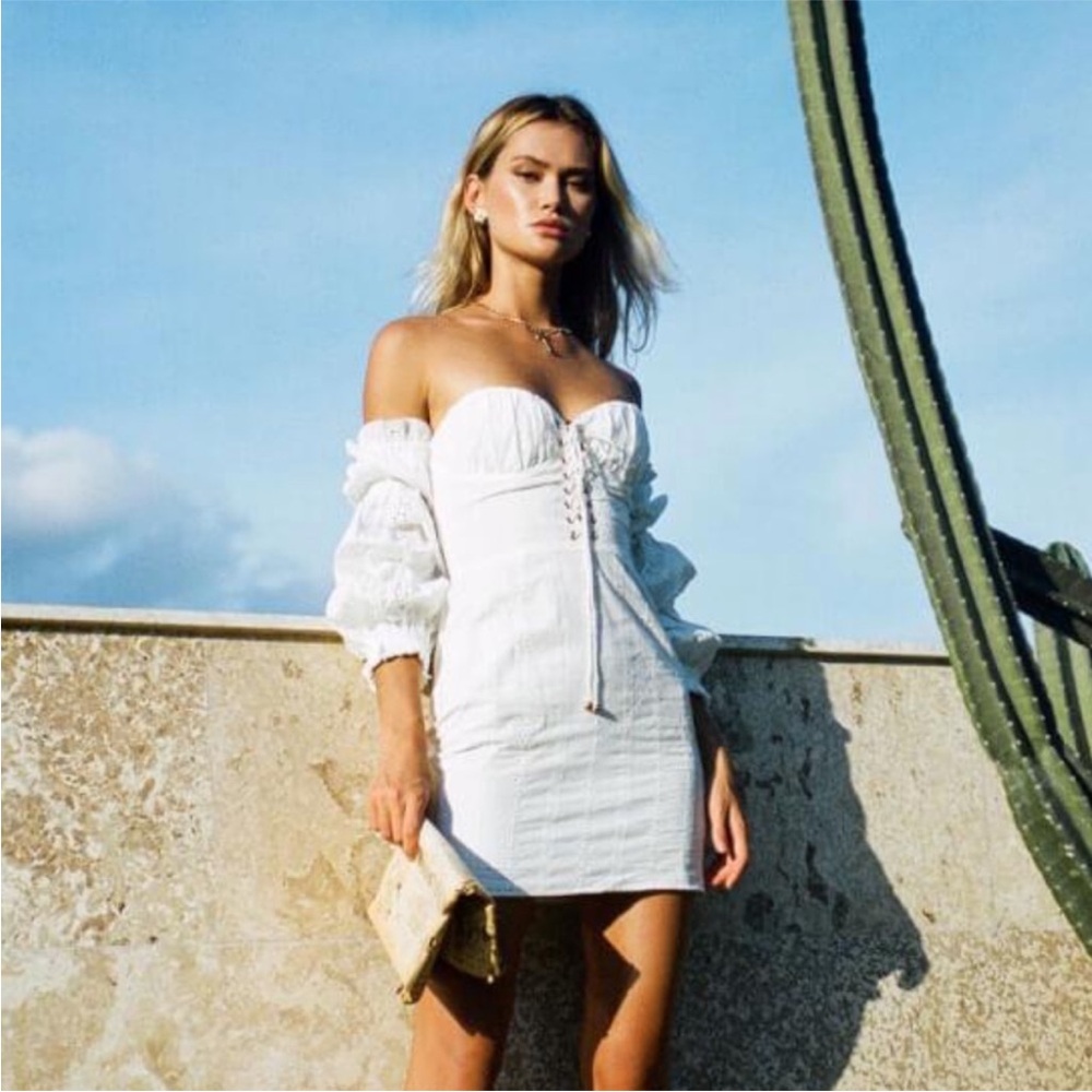 Sabo Luxe Ciara Corset White Long Sleeve Dress